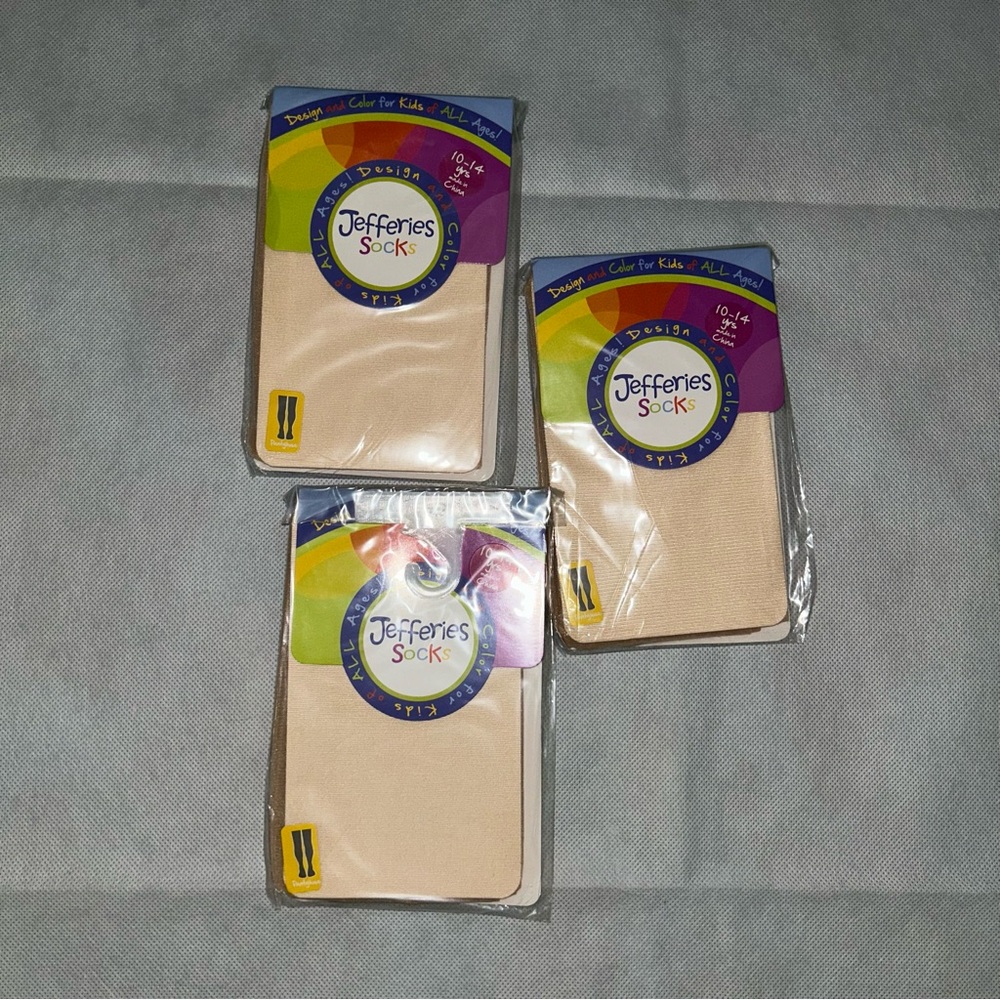 Jeffries socks 3 pairs of girls tights in nude NWT size 10-14